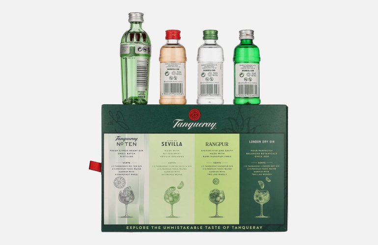 Tanqueray Gin Miniaturen Set 43,3% Vol. 4x0,05l in geschenkverpakking