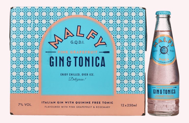 Malfy Gin & Tonica ROSA MHD 28/02/2024 7% Vol. 12x0,25l