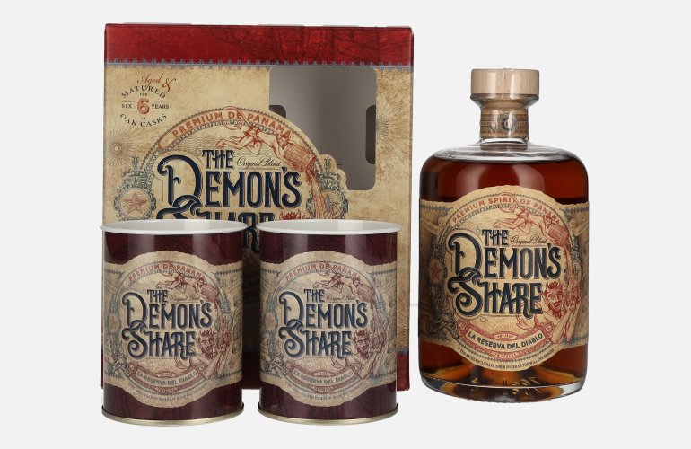 The Demon's Share 6 Years Old Spirit Drink 40% Vol. 0,7l en boîte cadeau avec 2 Dosen The Demon's Share