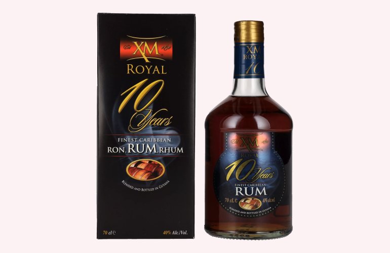 XM ROYAL 10 Years Old Fines Caribbean Rum 40% Vol. 0,7l in Giftbox