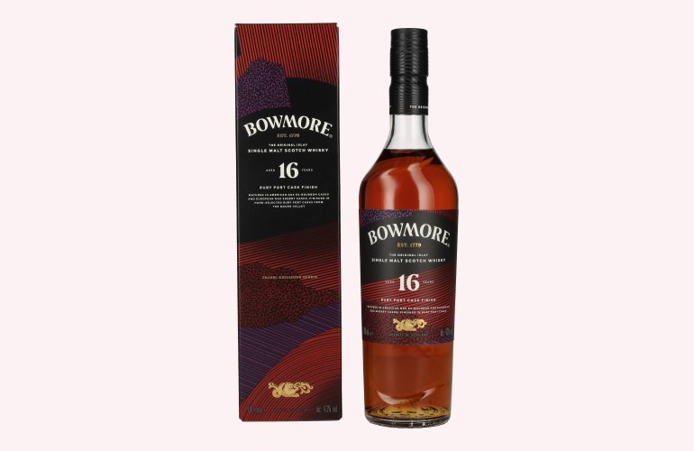 Bowmore 16 Years Old Ruby Port Cask Finish Islay Single Malt 43% Vol. 0,7l in Giftbox