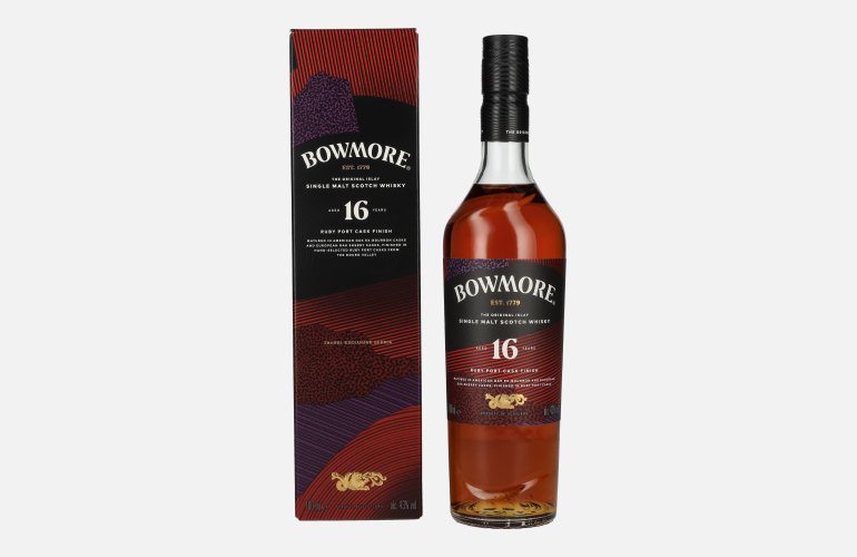 Bowmore 16 Years Old Ruby Port Cask Finish Islay Single Malt 43% Vol. 0,7l in Geschenkbox