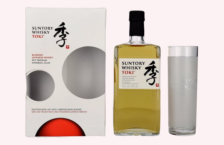 Suntory TOKI Blended Japanese Whisky 43% Vol. 0,7l in Geschenkbox mit Highball Glas