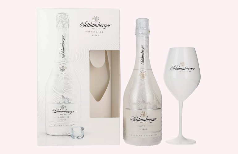 Schlumberger WHITE ICE Austrian Sparkling Secco 11,5% Vol. 0,75l in Geschenkbox mit Ritzenhof Glas