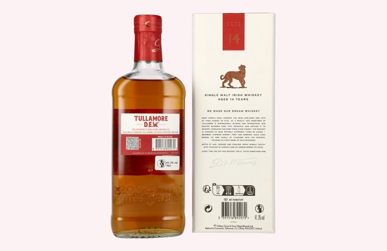 Tullamore D.E.W. 14 Years Old Single Malt Irish Whiskey 41,3% Vol. 0,7l en boîte cadeau