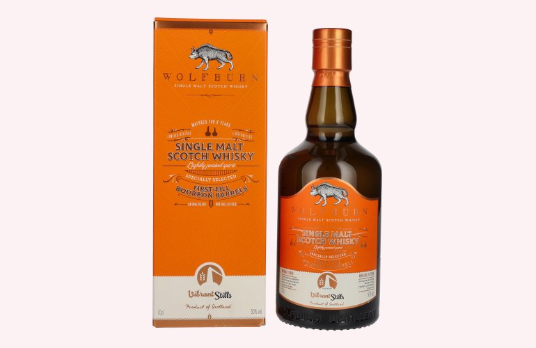 Wolfburn VIBRANT STILLS 8 Years Old Specially Selected First-Fill Bourbon Barrels 50% Vol. 0,7l in Geschenkbox