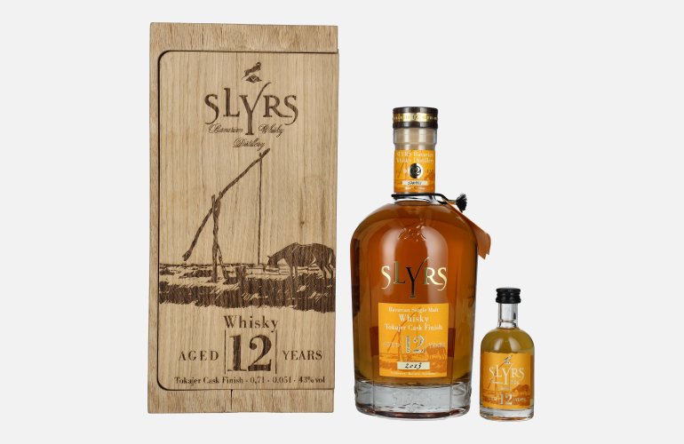 Slyrs 12 Years Old TOKAJER CASK FINISH Bavarian Single Malt Whisky 2013 43% Vol. 0,7l in Holzkiste mit 0,05l Miniatur