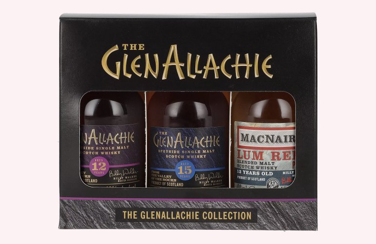 The GlenAllachie COLLECTION Set (12 YO + 15 YO + MacNair's 12 YO) 46% Vol. 3x0,05l