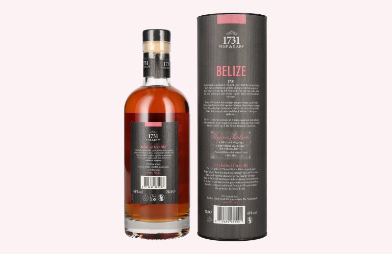 1731 Fine & Rare BELIZE 12 Years Old Single Origin Rum 46% Vol. 0,7l in geschenkverpakking