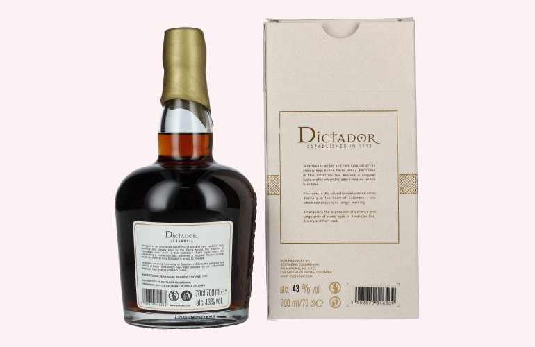 Dictador JERARQUÍA 39 Years Old BORBÓN Rum 1981 43% Vol. 0,7l in geschenkverpakking