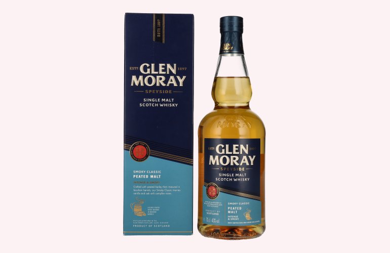 Glen Moray Smoky Classic Peated Single Malt 40% Vol. 0,7l in Geschenkbox
