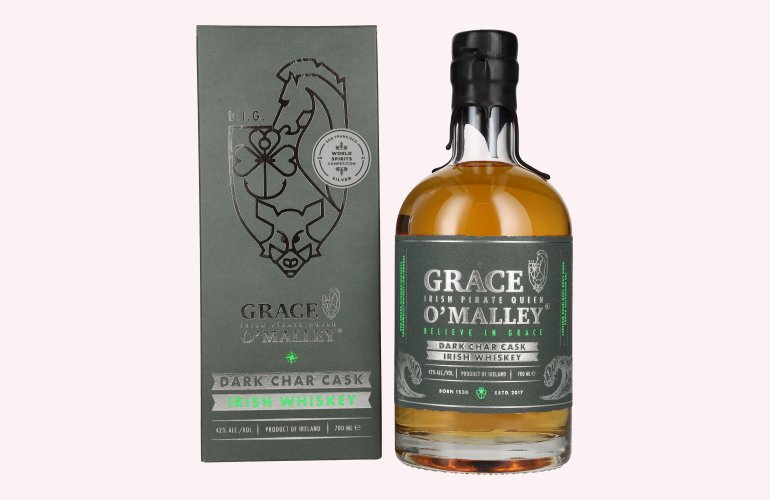 Grace O' Malley Irish Pirate Queen Whiskey Dark Char Cask 42% Vol. 0,7l en boîte cadeau