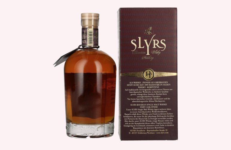 Slyrs Single Malt Whisky Port Faß Finish 46% Vol. 0,7l en boîte cadeau