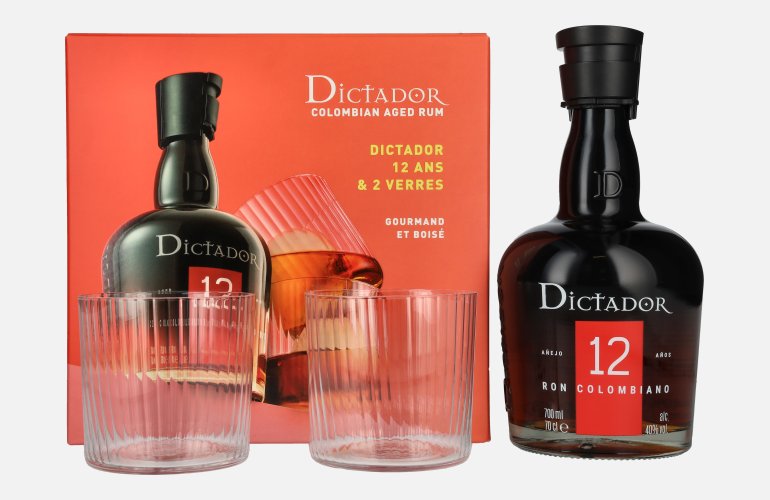 Dictador 12 Years Old ICON RESERVE Colombian Rum 40% Vol. 0,7l in Geschenkbox mit 2 Gläsern