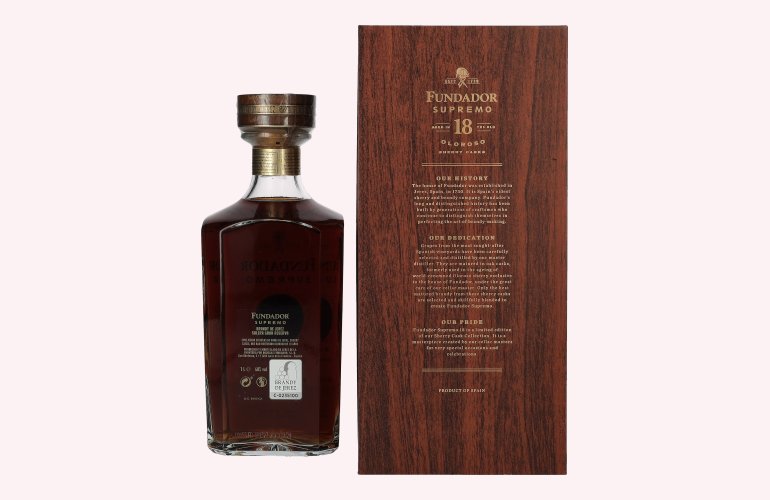 Fundador Supremo 18 Years Old Oloroso Sherry Casks Brandy de Jerez 40% Vol. 1l in Holzkiste