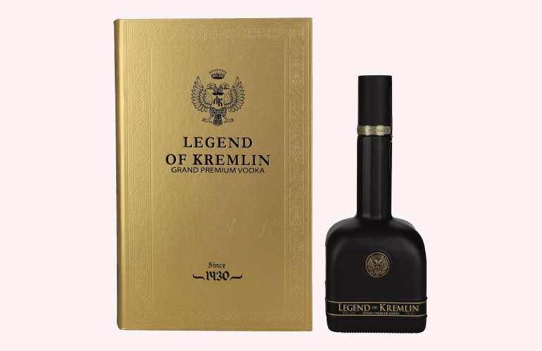 Legend of Kremlin Premium Russian Vodka BLACK BOTTLE-GOLD BOOK 40% Vol. 0,7l in Giftbox