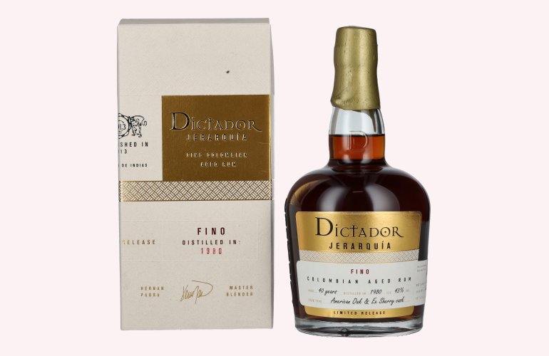Dictador JERARQUÍA 40 Years Old FINO Rum 1980 43% Vol. 0,7l en boîte cadeau