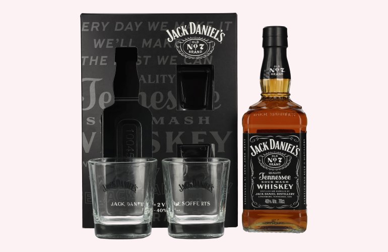 Jack Daniel's Tennessee Whiskey 40% Vol. 0,7l in geschenkverpakking met 2 Rocks Bril