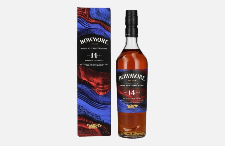 Bowmore 14 Years Old Bordeaux Cask Finish Islay Single Malt 43% Vol. 0,7l en boîte cadeau