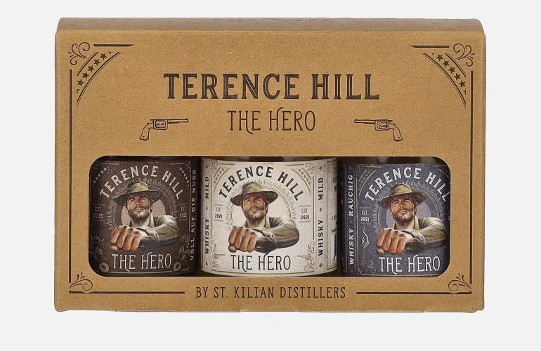 Terence Hill THE HERO Set 38,7% Vol. 3x0,05l in geschenkverpakking