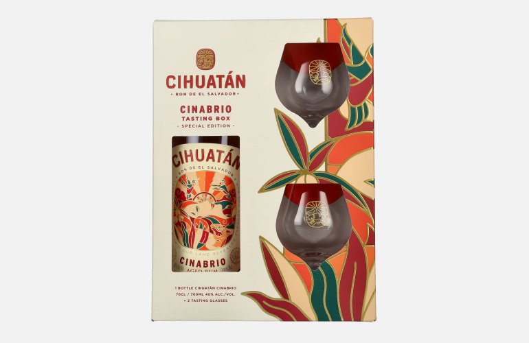 Cihuatán 12 Years CINABRIO Rum El Salvador 40% Vol. 0,7l in geschenkverpakking met 2 Bril