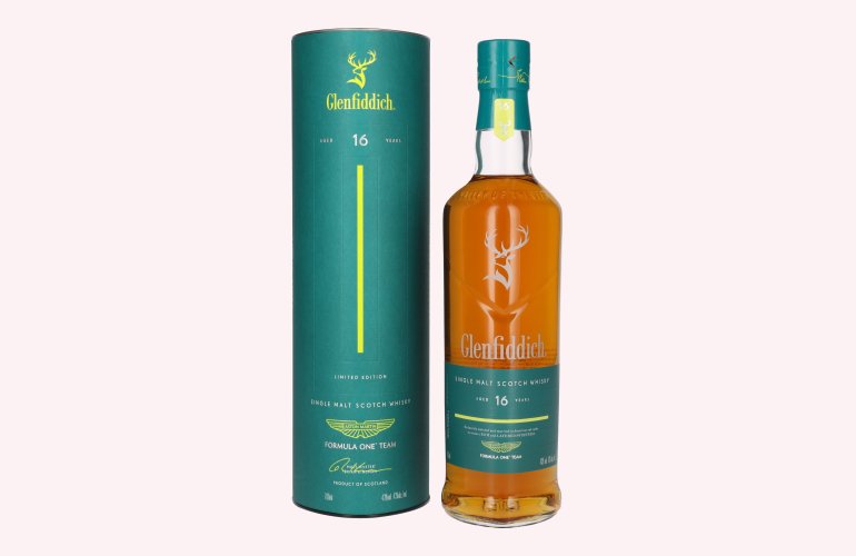 Glenfiddich 16 Years Old ASTON MARTIN FORMULA ONE TEAM Single Malt Scotch Whisky 43% Vol. 0,7l en boîte cadeau