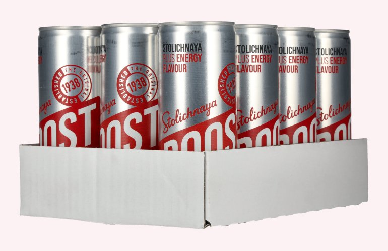 Stolichnaya Boost Plus ENERGY Flavour 5% Vol. 12x0,25l Dosen
