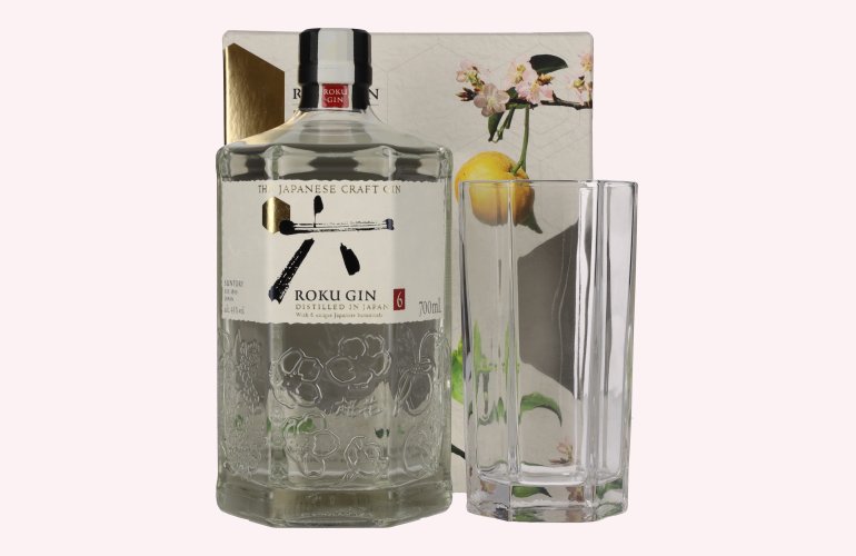 Roku Gin The Japanese Craft Gin 43% Vol. 0,7l in Geschenkbox mit Glas