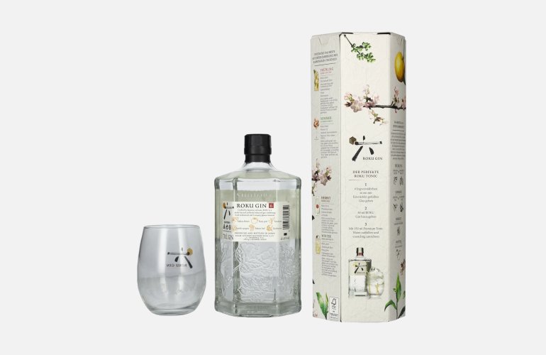 Roku Gin The Japanese Craft Gin 43% Vol. 0,7l in Geschenkbox mit Glas
