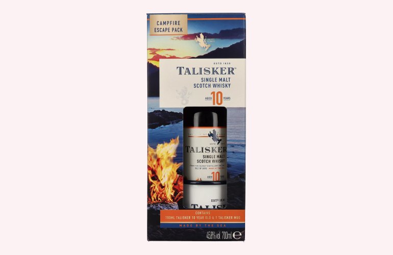 Talisker 10 Years Old Campfire Escape Pack 45,8% Vol. 0,7l in Geschenkbox mit Talisker Mug