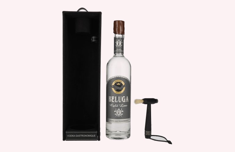 Beluga Gold Line Vodka Montenegro 40% Vol. 0,7l in Geschenkbox in Lederoptik mit Pinsel