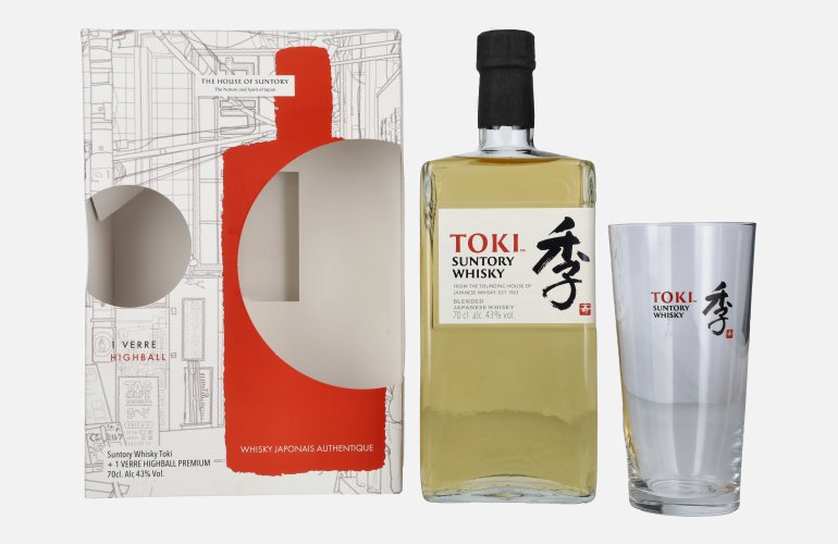 Suntory TOKI Blended Japanese Whisky 43% Vol. 0,7l in geschenkverpakking met Highball Glas