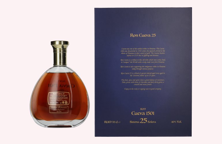 Ron Cueva 1501 Sistema 25 Solera Panama Rum 40% Vol. 0,7l en boîte cadeau