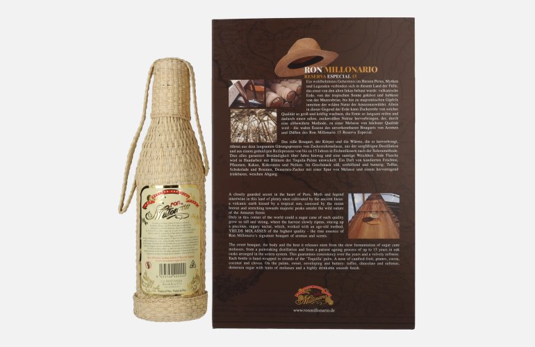 Ron Millonario 15 Solera Reserva Especial 40% Vol. 0,7l in Geschenkbox mit 2 Gläsern