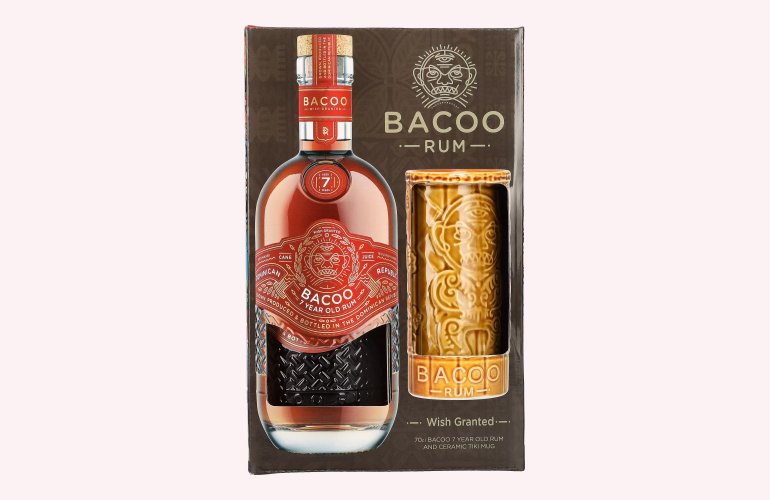 Bacoo 7 Years Old Rum 40% Vol. 0,7l in Giftbox with Tiki Mug