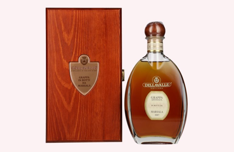 Dellavalle Grappa Affinata in botti da MARSALA 2007 42% Vol. 0,7l in Holzkiste