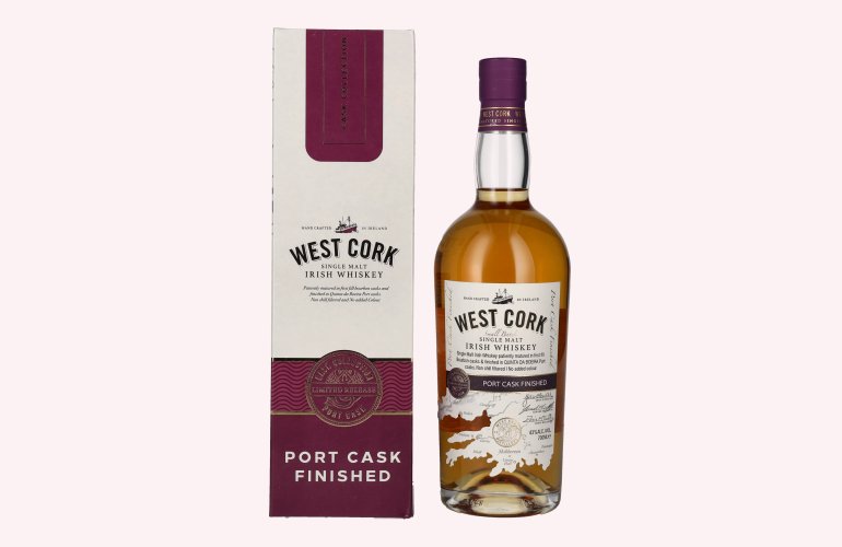 West Cork Single Malt Irish Whiskey PORT CASK FINISHED 43% Vol. 0,7l in Giftbox