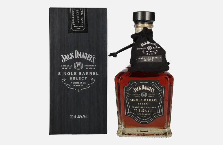 Jack Daniel's Select Single Barrel Tennessee Whiskey 47% Vol. 0,7l en boîte cadeau avec Whisky Stones