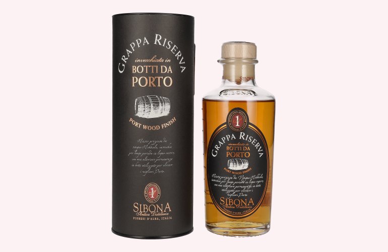 Sibona GRAPPA RISERVA Botti da PORTO 44% Vol. 0,5l in Geschenkbox