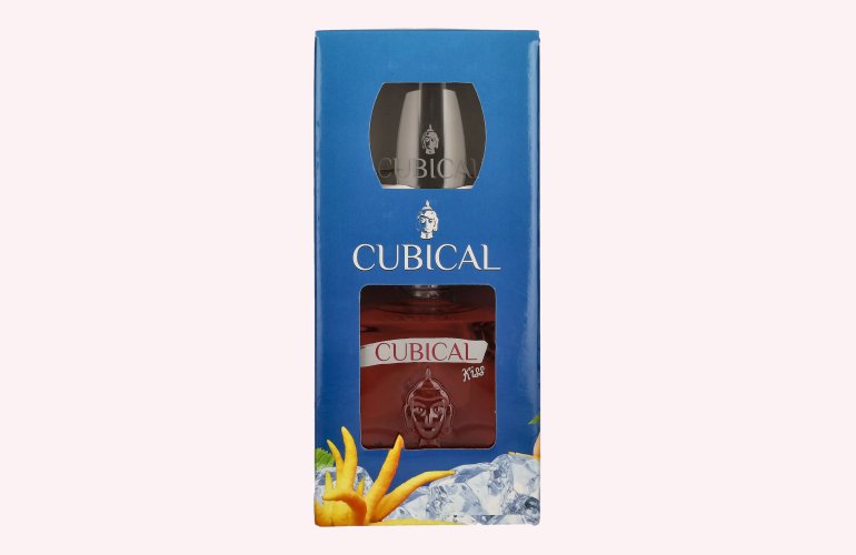 Cubical KISS Special Distilled Gin 37,5% Vol. 0,7l in Giftbox with glass