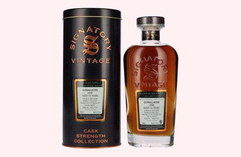 Signatory Vintage GLENALLACHIE 13 Years Old Cask Strength 2008 63,7% Vol. 0,7l in Tinbox