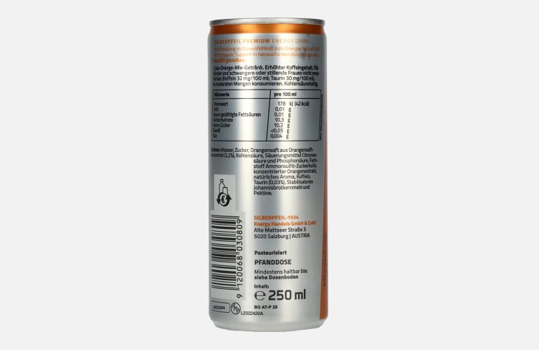 SILBERPFEIL Energy Drink BLACK ORANGE 0,25l Dose Pfand