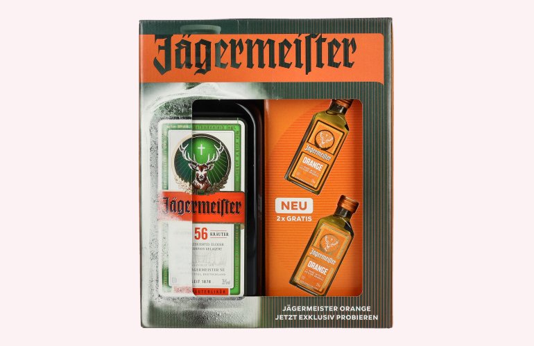 Jägermeister On Pack 34,9% Vol. 0,7l mit 2 Jägermeister Orange 0,02l