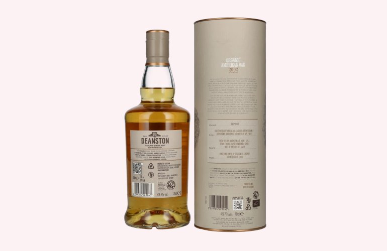 Deanston 20 Years Old Organic American Oak Highland Single Malt 2002 49,7% Vol. 0,7l en boîte cadeau