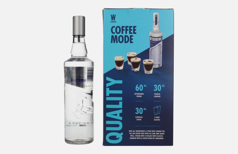 Wyborowa Wódka 37,5% Vol. 0,7l en boîte cadeau avec 2 Shotgläsern