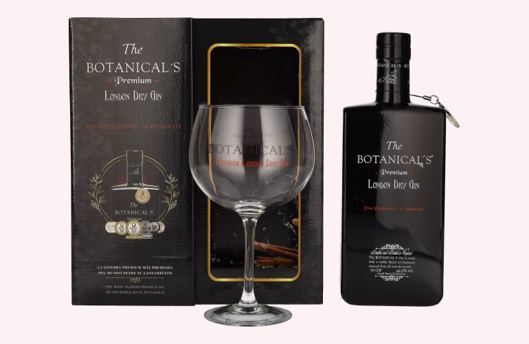 The Botanical's Premium London Dry Gin 42,5% Vol. 0,7l in geschenkverpakking met Stielglas