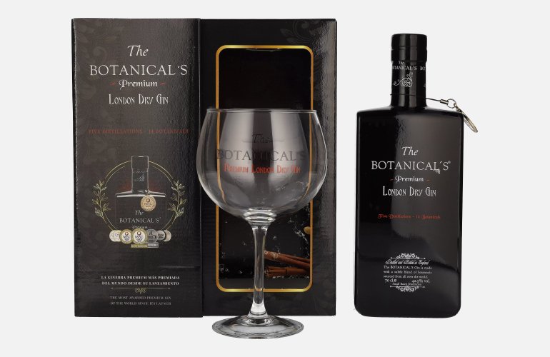 The Botanical's Premium London Dry Gin 42,5% Vol. 0,7l in Giftbox with Stielglas