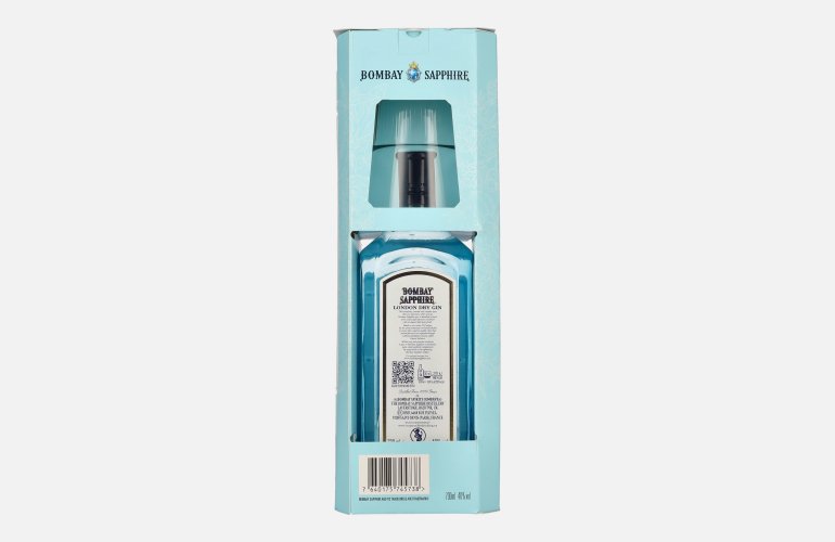 Bombay SAPPHIRE London Dry Gin 40% Vol. 0,7l in geschenkverpakking met Glas