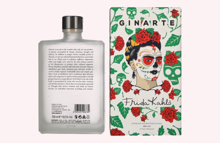 GINARTE Dry Gin Frida Kahlo Design 43,5% Vol. 0,7l in geschenkverpakking