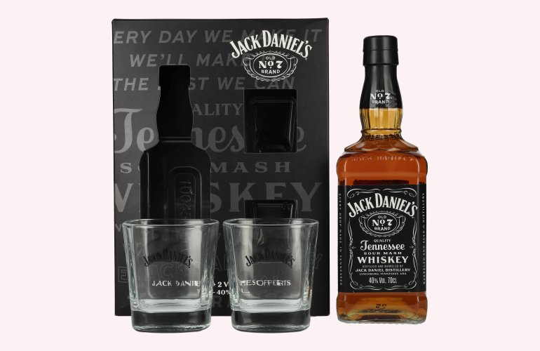 Jack Daniel's Tennessee Whiskey 40% Vol. 0,7l in Giftbox with 2 Rocks glasses